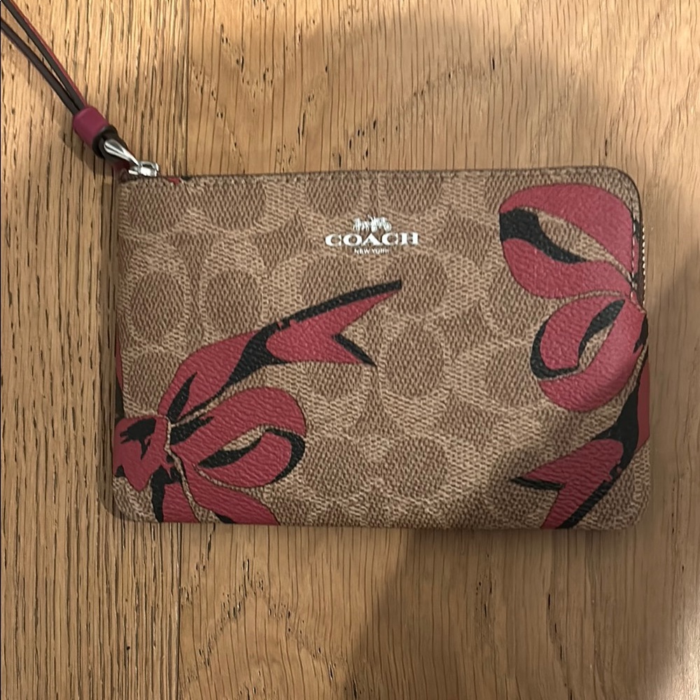 Coach Brown and Red Wristlet